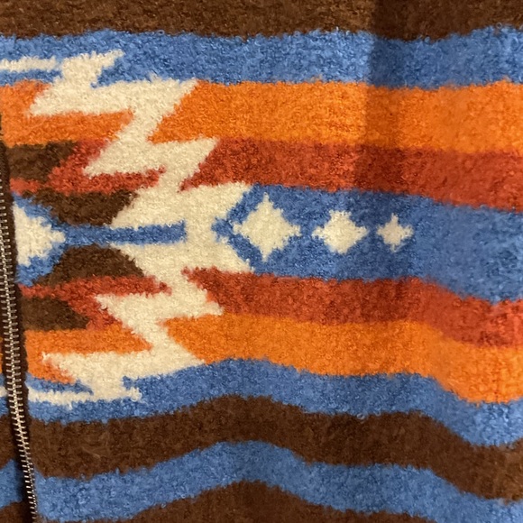 Panhandle Southwestern Brown & Blue Patterned Full Zip Sweater. Size Large - Picture 3 of 8